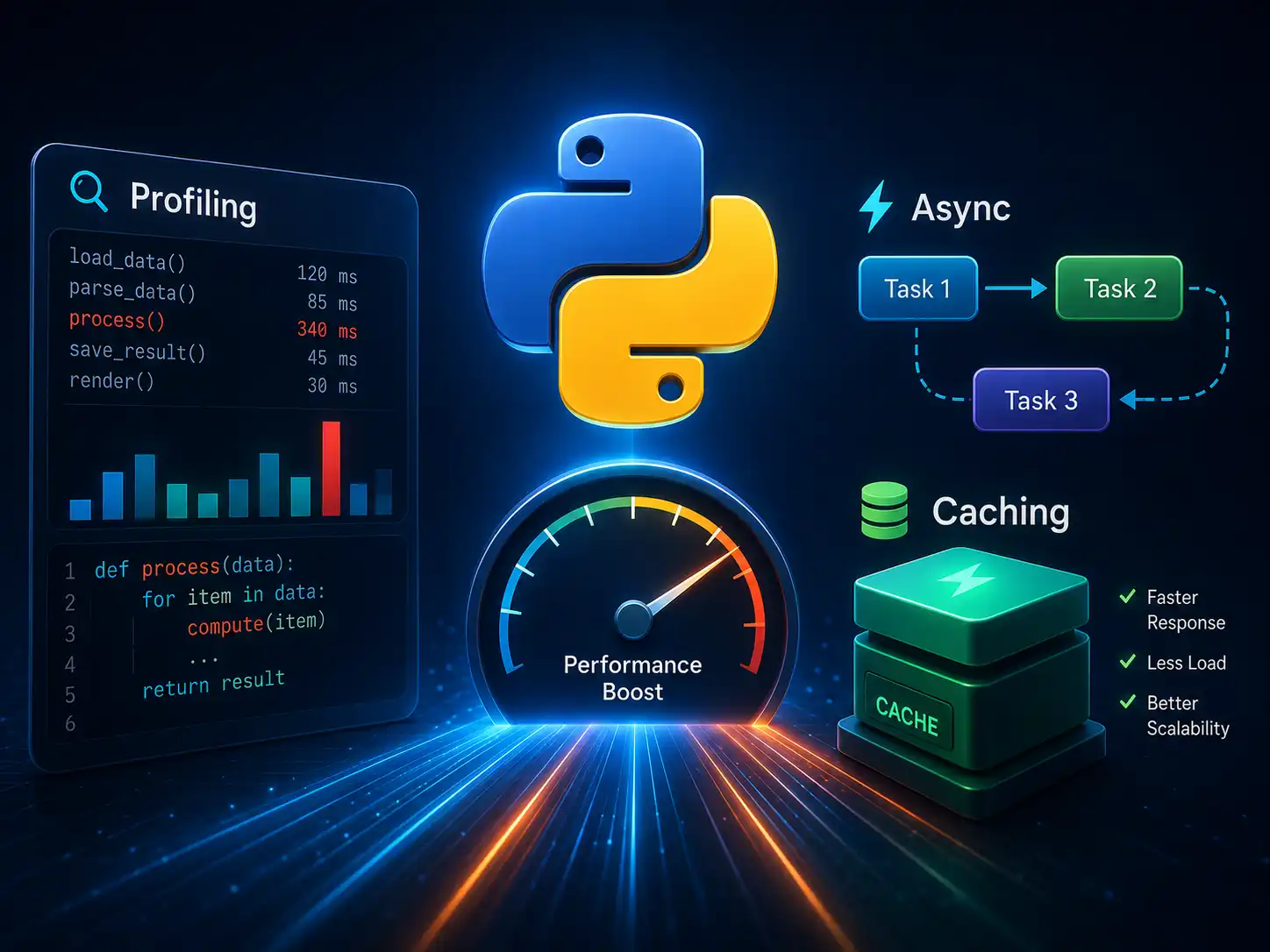 بهینه‌سازی Performance در Python:از Profiling تا Async و Caching